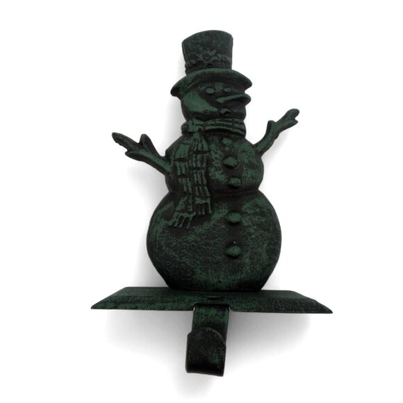 Snowman STOCKING HOLDER Rustic Cast Iron Christmas Decor - Picture 5 of 11